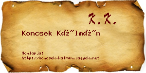 Koncsek Kálmán névjegykártya